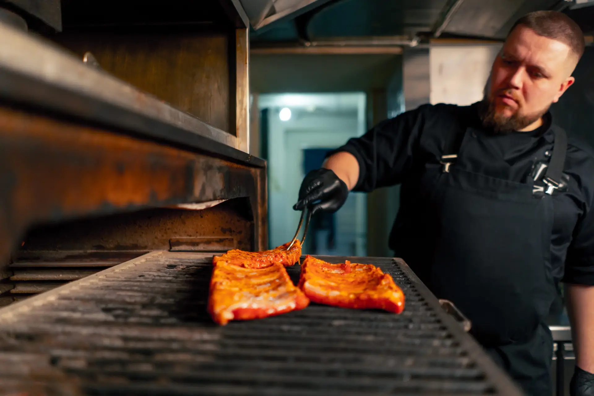 Chef cooking ribs
